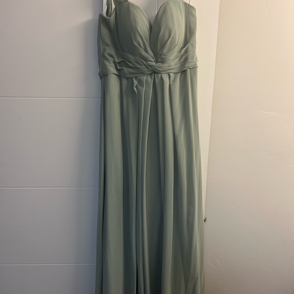 Dear Cleo: Elegant Sage Green Strapless Dress